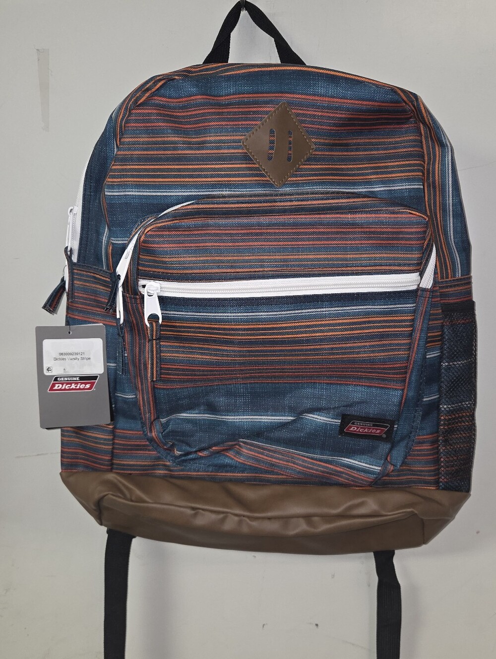 Dickies Striped Blue Backpack with Brown Base